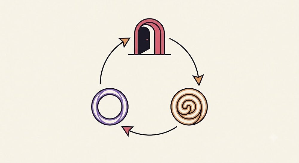 Diagram: the three guides forming a continuous loop