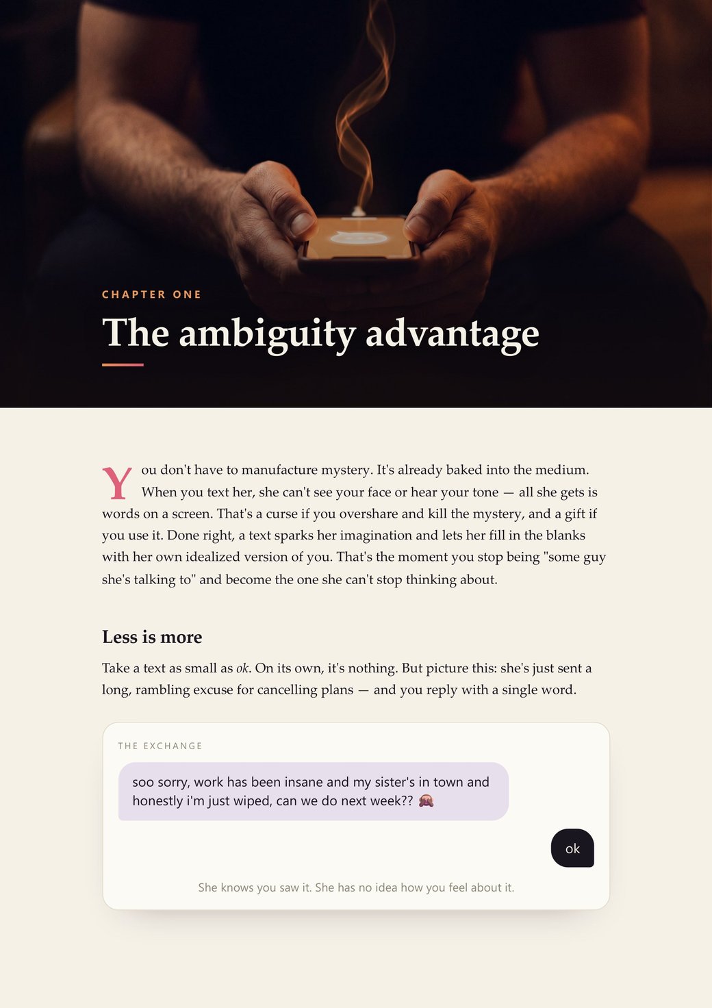 Interior page from Texts She Can't Ignore, Chapter One: The ambiguity advantage